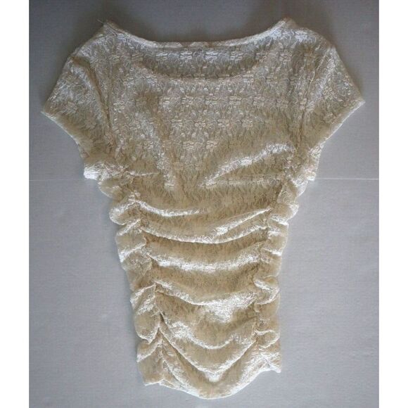 Intimately x Free People Women's Sz XS Ivory Keep It Simple S/S Lace Baby Tee - Picture 6 of 7